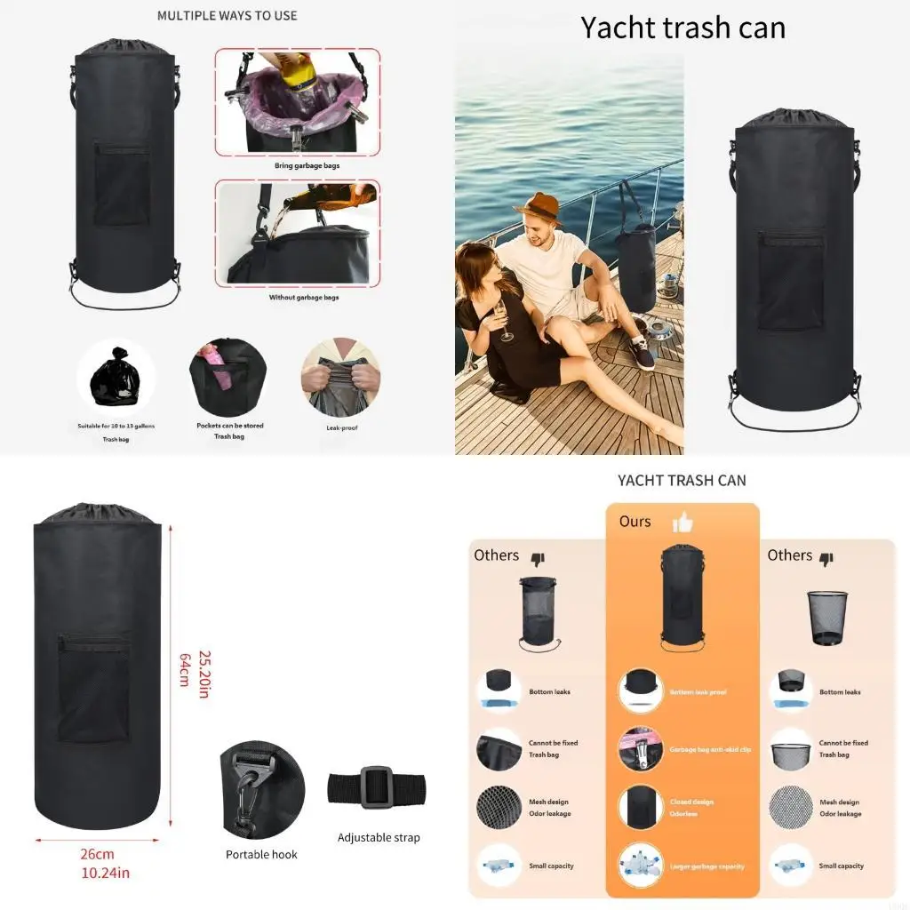 Practical Heavy Duty Oxford Garbage Bin With Spacious Design Easy Installation For Keeping Boats Clean And Organized New