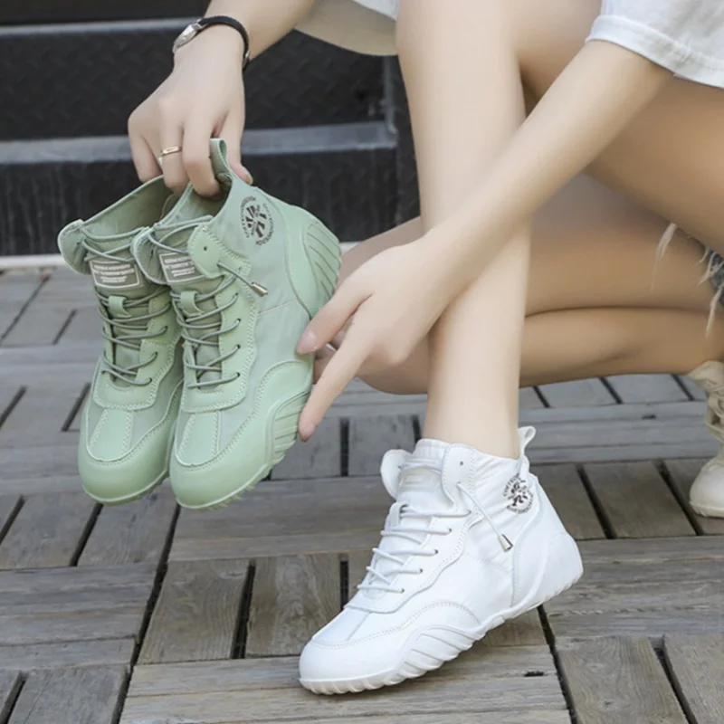 Spring Summer Fashion Women Green High-top Canvas Shoes Thin Breathable All-match Korean Shoes Trend Womens Light Casual Sneaker