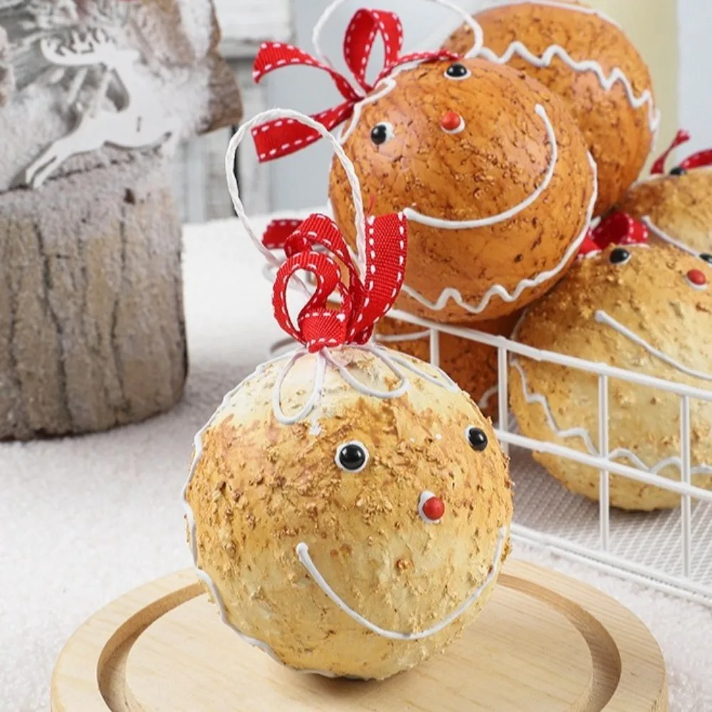 Gingerbread Man Christmas Ball Ornaments Decorative Handmade Xmas Tree Hanging Pendant Cartoon 8cm Christmas Decorations