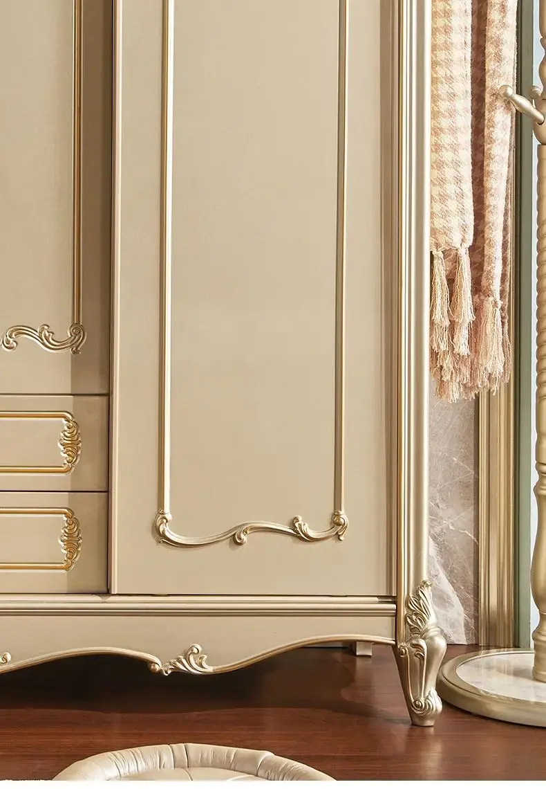 Large Wardrobe Organizer Closet, Customized Wardrobe 4 Doors Bedroom Set Furniture Antique Classic Solid Wood Wardrobe