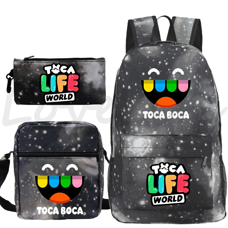 Toca Life World Schoolbag 3pcs Set Kids Backpack Children Cartoon Rucksack boy girl School Backpack Students Back To School Gift