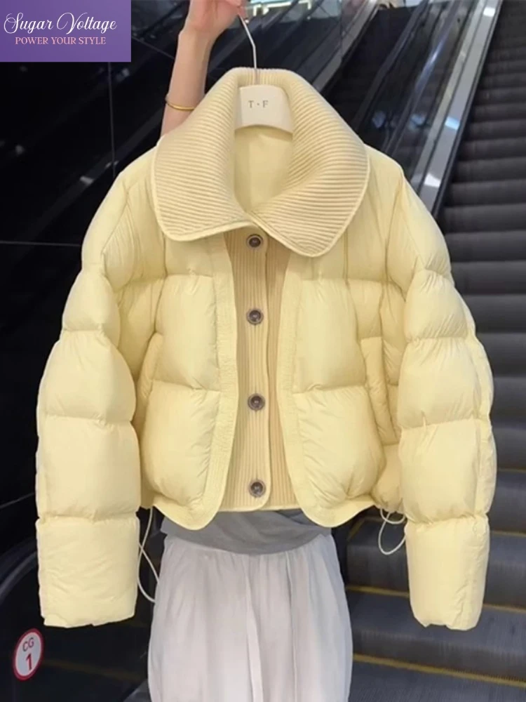 

Winter Short Padded Coat Women Warm Thick Cotton Jacket Small Size Puff Outerwear Sweet Casual Streetwear Daily Outfit Fashion