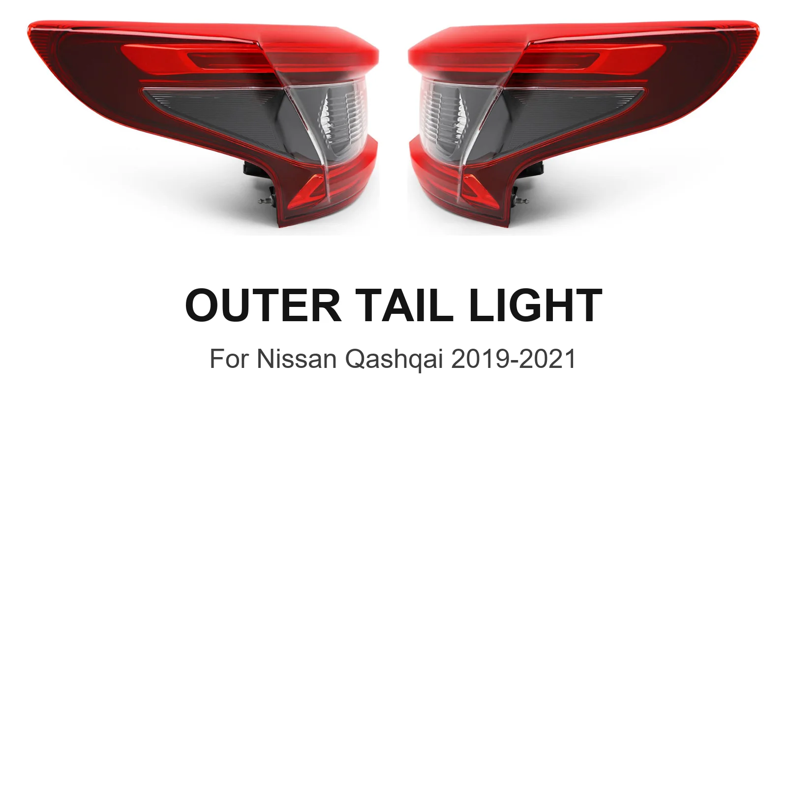 Outer Tail Light for Nissan Qashqai 2019 2020 2021, Rear Wing Lamp Assembly, Direct Replacement, Left or Right