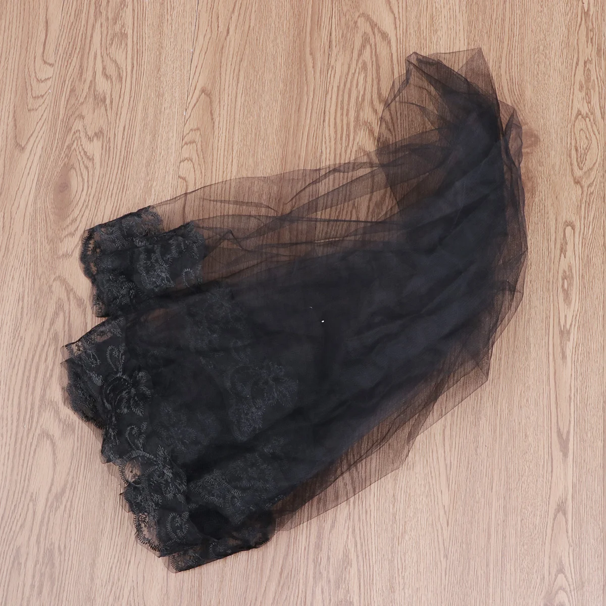 Retro Embroidery Veil Lace Bride Long Black for Photography Wedding Halloween Cosplay