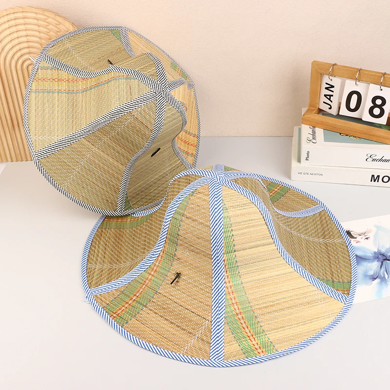 1PCS Chinese Bamboo Rattan Hats Retro Handmade Weave Straw Hat Tourism Rain Dance Props Cone Fishing Sunshade Fisherman Hat