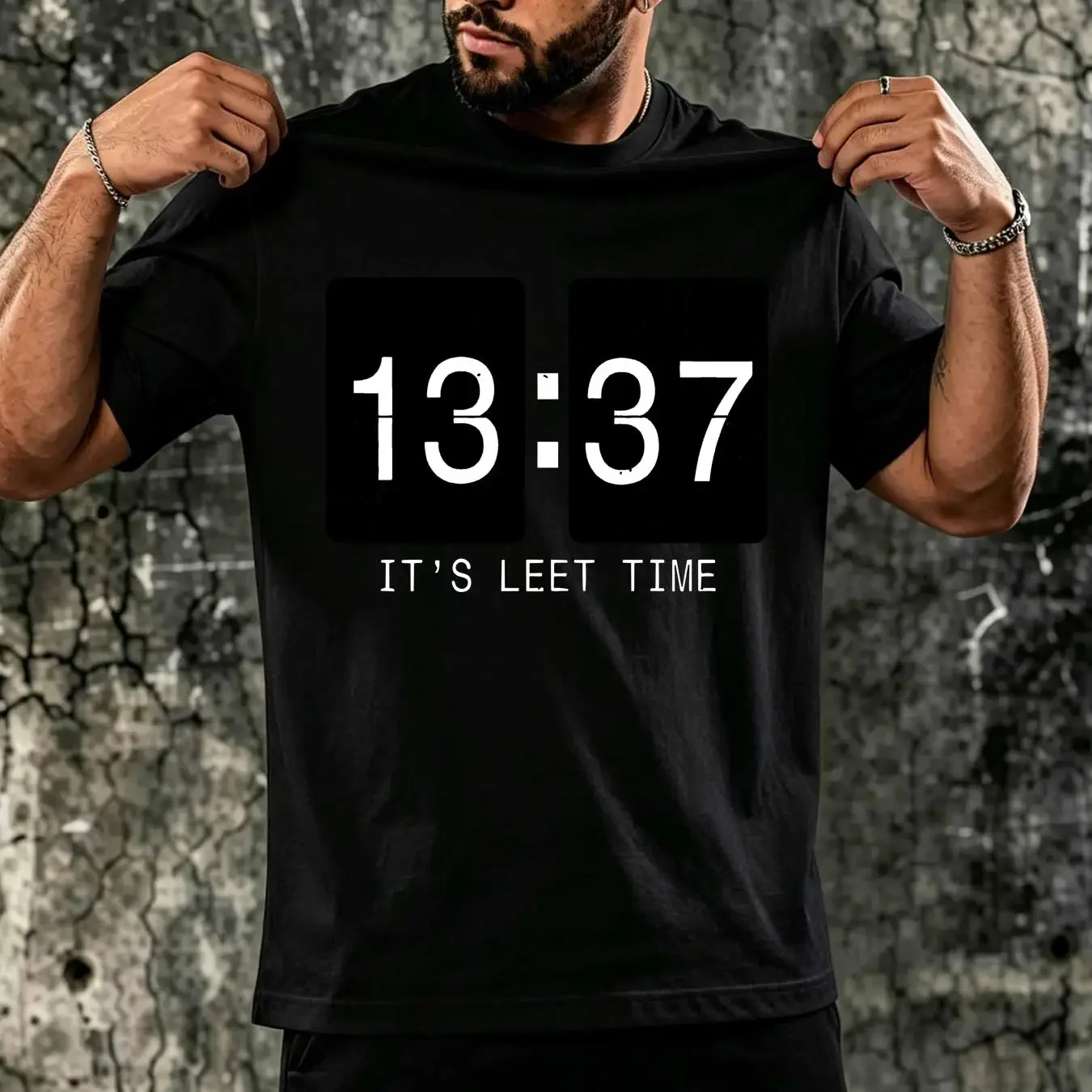 washed T Shirt IT'S LEET TIME Leetspeak Elite Eleet 1337 13 37 vintage Washed Soft Slightly designer clothes streetwear