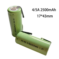 Akumulator 1.2V 2500mAh 4/5A NI-MH 17430 4/5 A z zakładkami spawalniczymi do szczoteczki elektrycznej Braun Oral-B 17*43mm