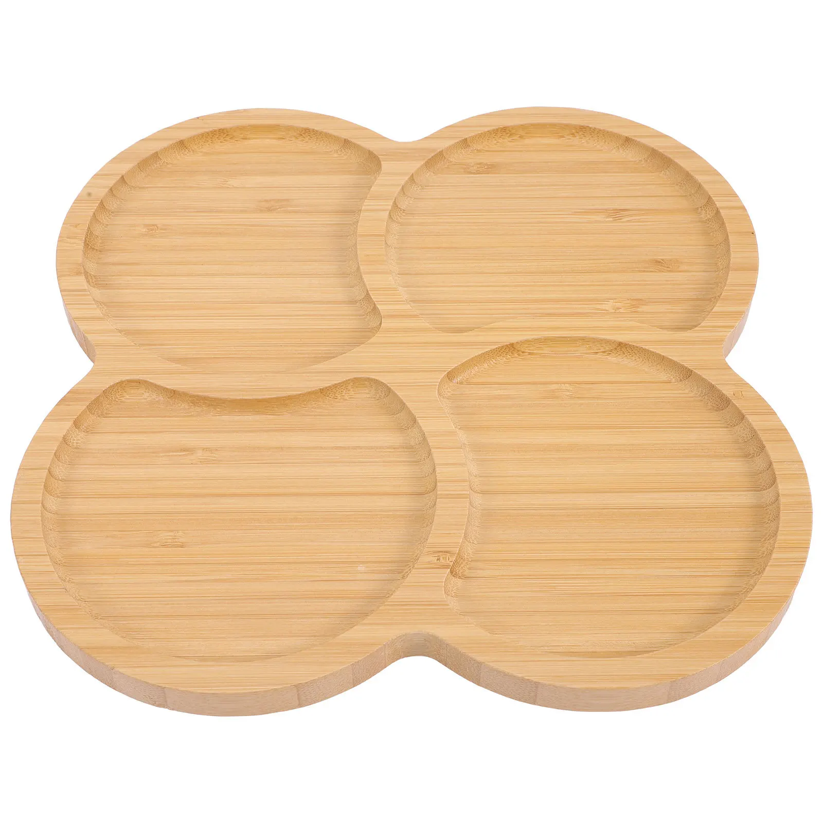 

Four-Leaf Clover Bamboo Tray Multi-Grid Serving Plate Fruit Snack Dessert Food Dish Decorative Tray for St Patrick's Day