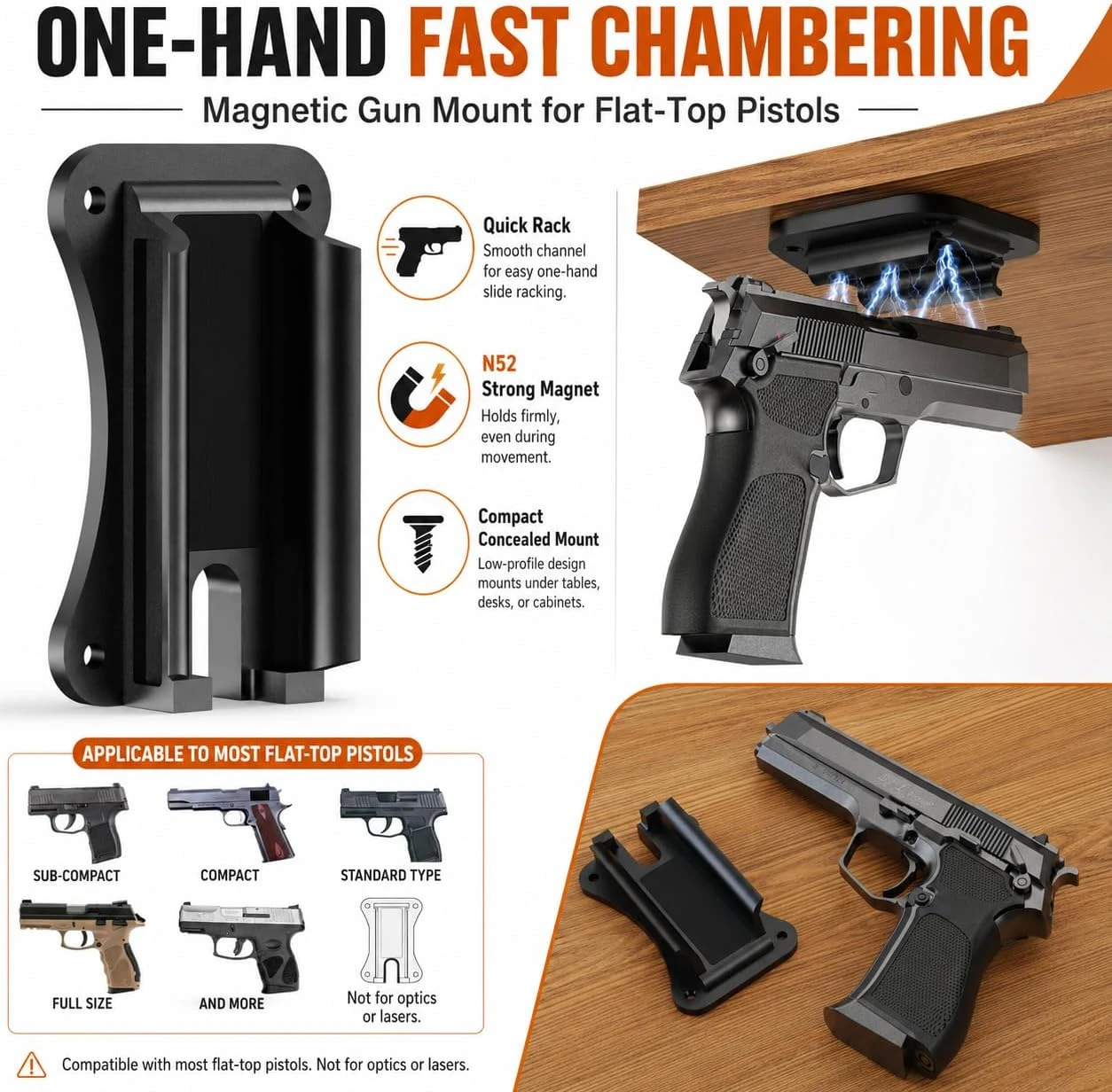 Tactical Magnetic Holster Car Vehicle Truck Under Desk Table Pistol Airsoft Gun Magnet Mount Trigger Guard Safety Protection