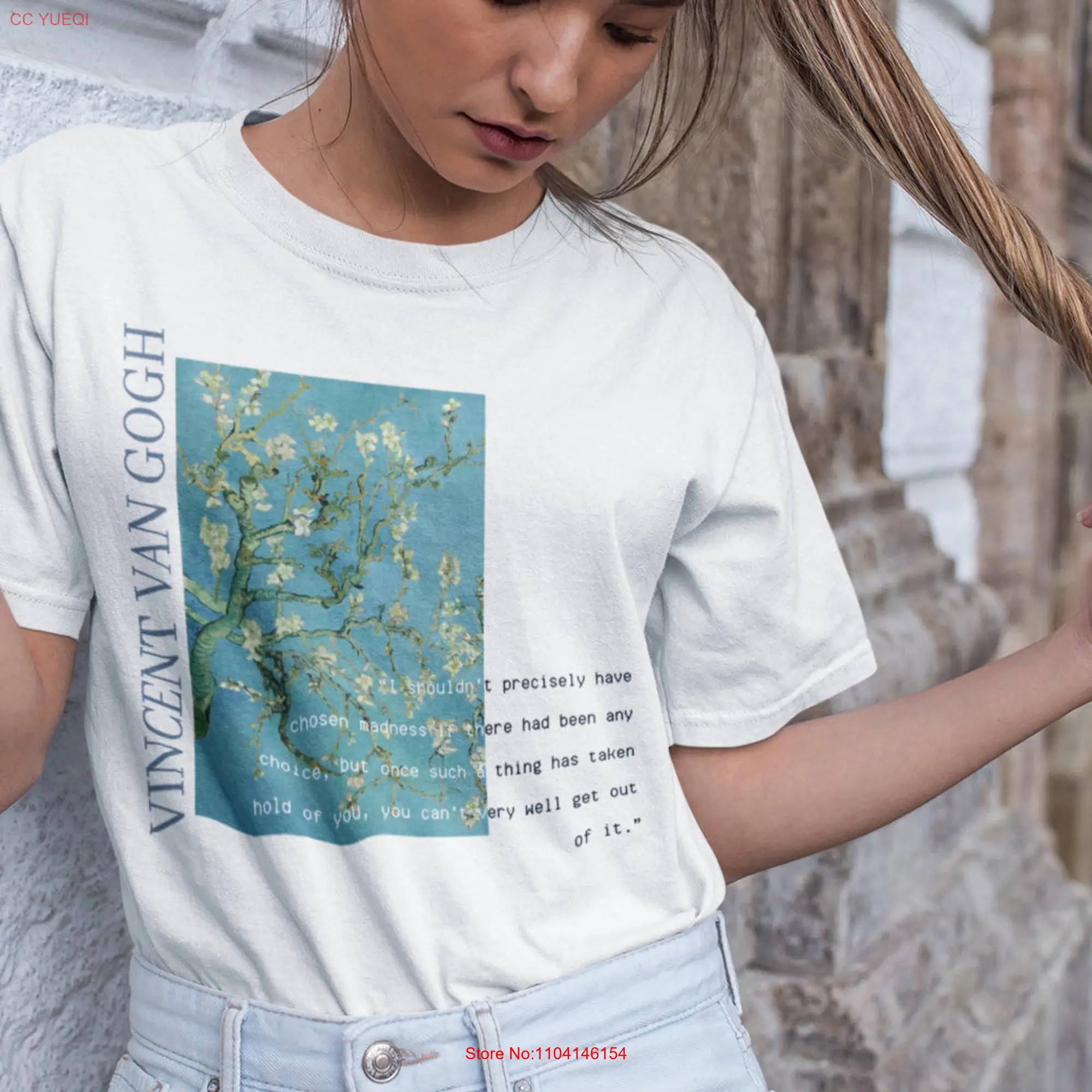 Vincent van Gogh Almond Blossom Top Vintage Aesthetic T shirt Art History Clothes Classical Pastel Hoe