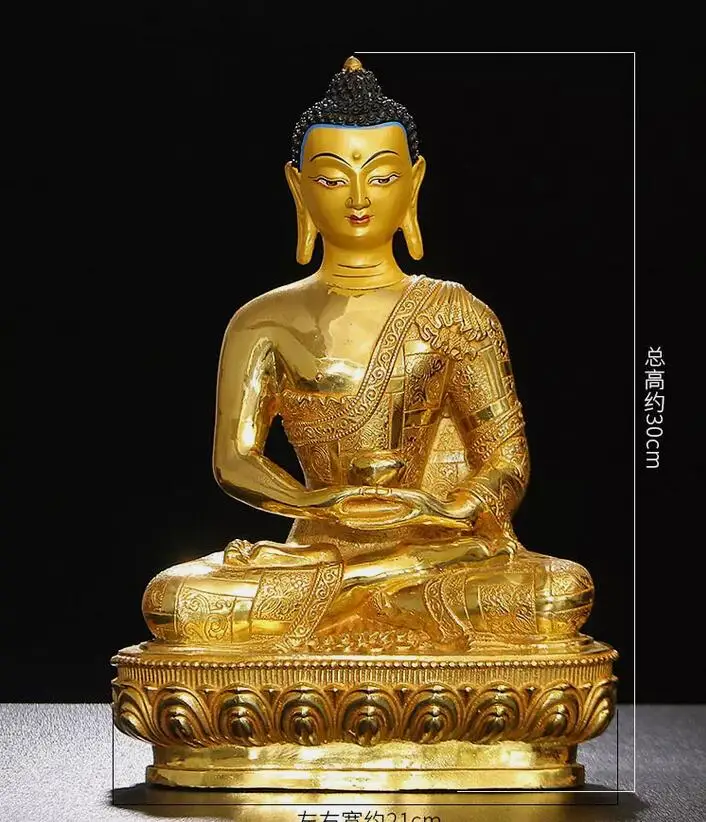 

30cm Amitabha Medicine Buddha Statue tibetan buddhism brass gilt sakyamuni