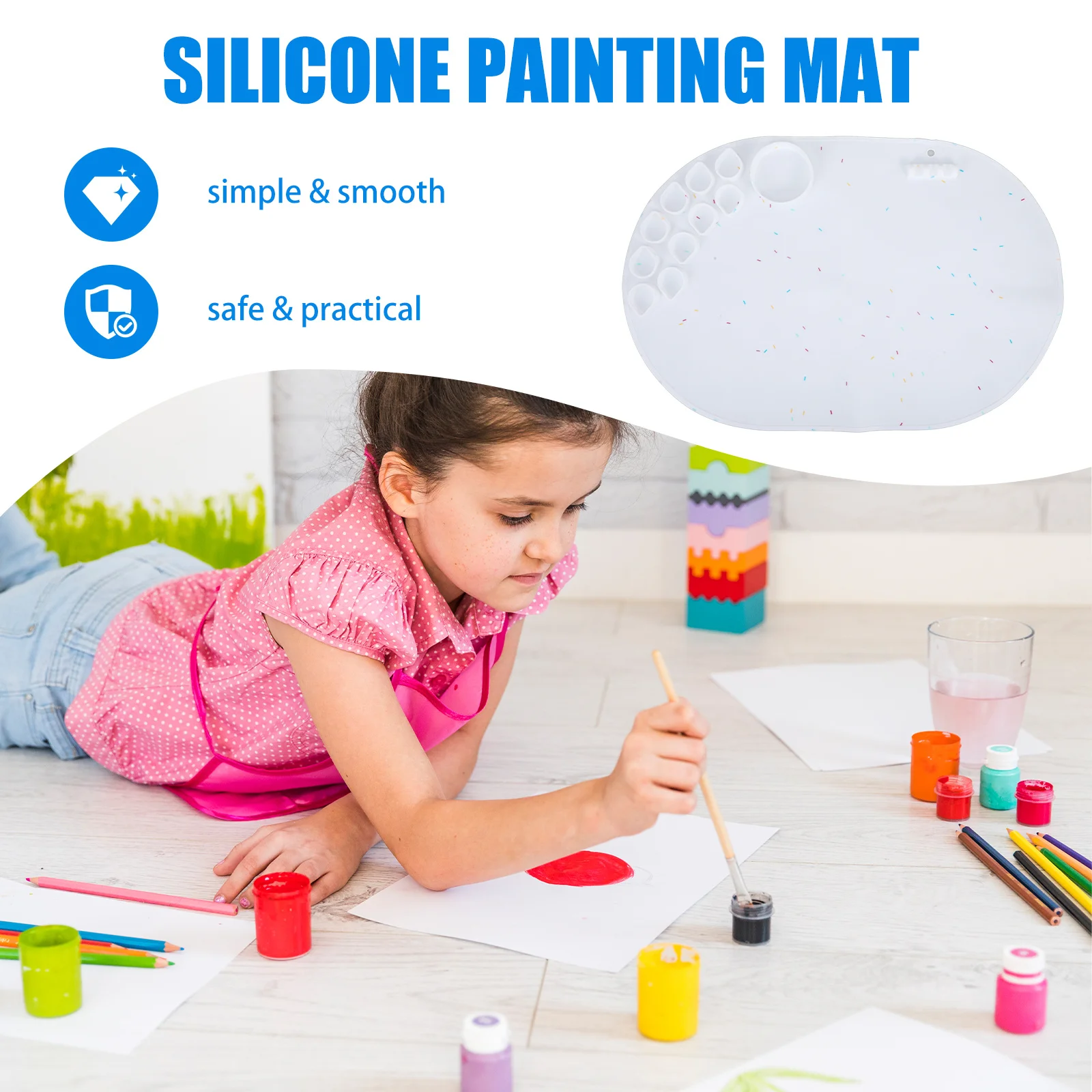 Silikon-Bastelmatte, langlebig, antihaftbeschichtet, Malunterlage, praktisch für Epoxidharz, Heimwerker, Basteln, Kinder, Kunstbedarf, wiederverwendbar, leicht zu reinigen