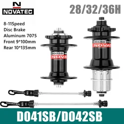 Novatec Hub D041SB D042SB 28/32/36 Holes Mtb Cube 1 Pair/Front/Rear Disc Brake Bearing Hubs for 8/9/10/11 Speed Mountain Bike