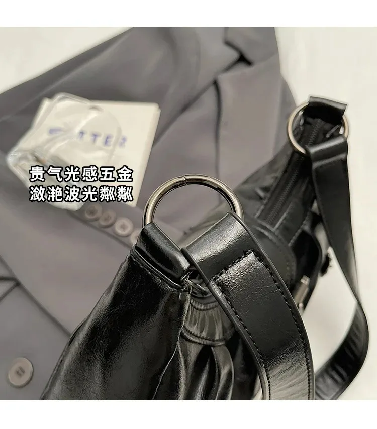 Retro Y2K Plissierte Hobo-Schultertasche für Damen, Trendige Maillard-Style Unterarmtasche, Clutch-Handtaschen für Reisen, Arbeit und Shopping – Detail 17