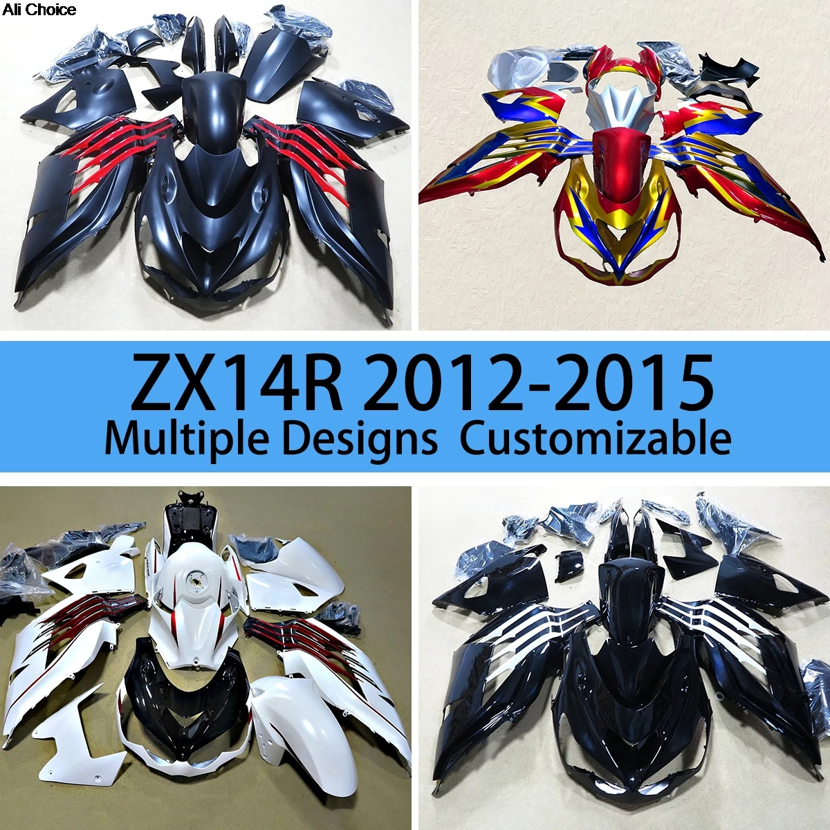 Fit for Kawasaki Ninja ZX 14R 2012 2013 2014 2015 Aftermarket ABS Plastic Fairing Set Parts Kit ZX14R 12 13 14 14 Fairings