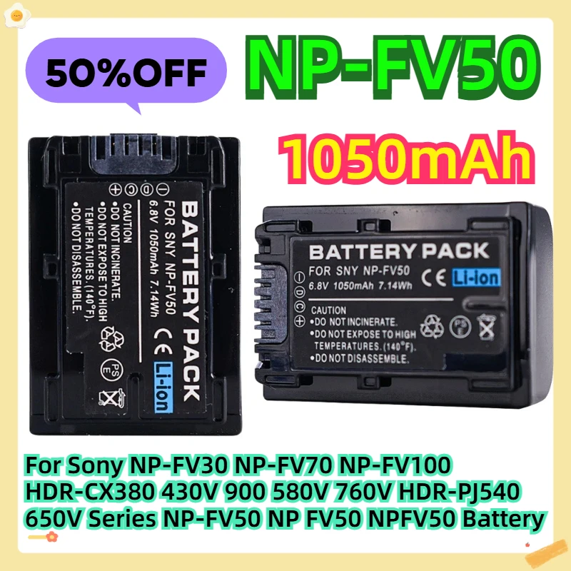 

For Sony NP-FV30 NP-FV70 NP-FV100 HDR-CX380 430V 900 580V 760V HDR-PJ540 650V Series 7.2V NP-FV50 NP FV50 NPFV50 Battery