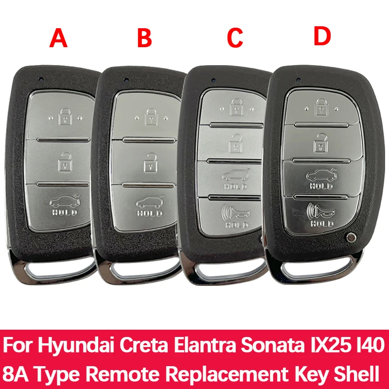 CS020060 Aftermarket 3 Button Key House Suitable For Hyundai Creta Elantra Sonata IX25 I40 8A Type Remote Replacement Key Shell