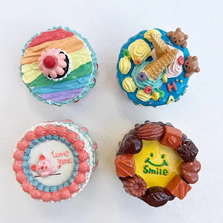 Hand-painted Strawberry Cream Ice Cream Cake 3D Fridge Magnets Souvenirs Refrigerator Magnetic Stickers Gift