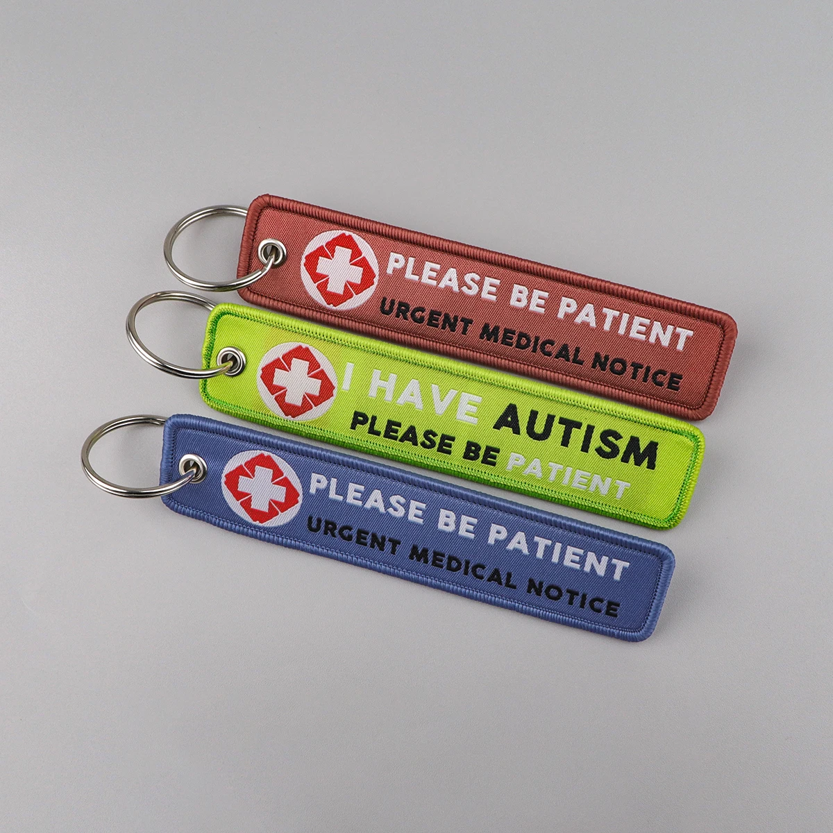 ADHD سرطان الثدي الوعي التطريز مفاتيح Fobs الصحة العقلية KeyTags المفاتيح للنساء حلقة رئيسية اكسسوارات مجوهرات هدية 1 قطعة