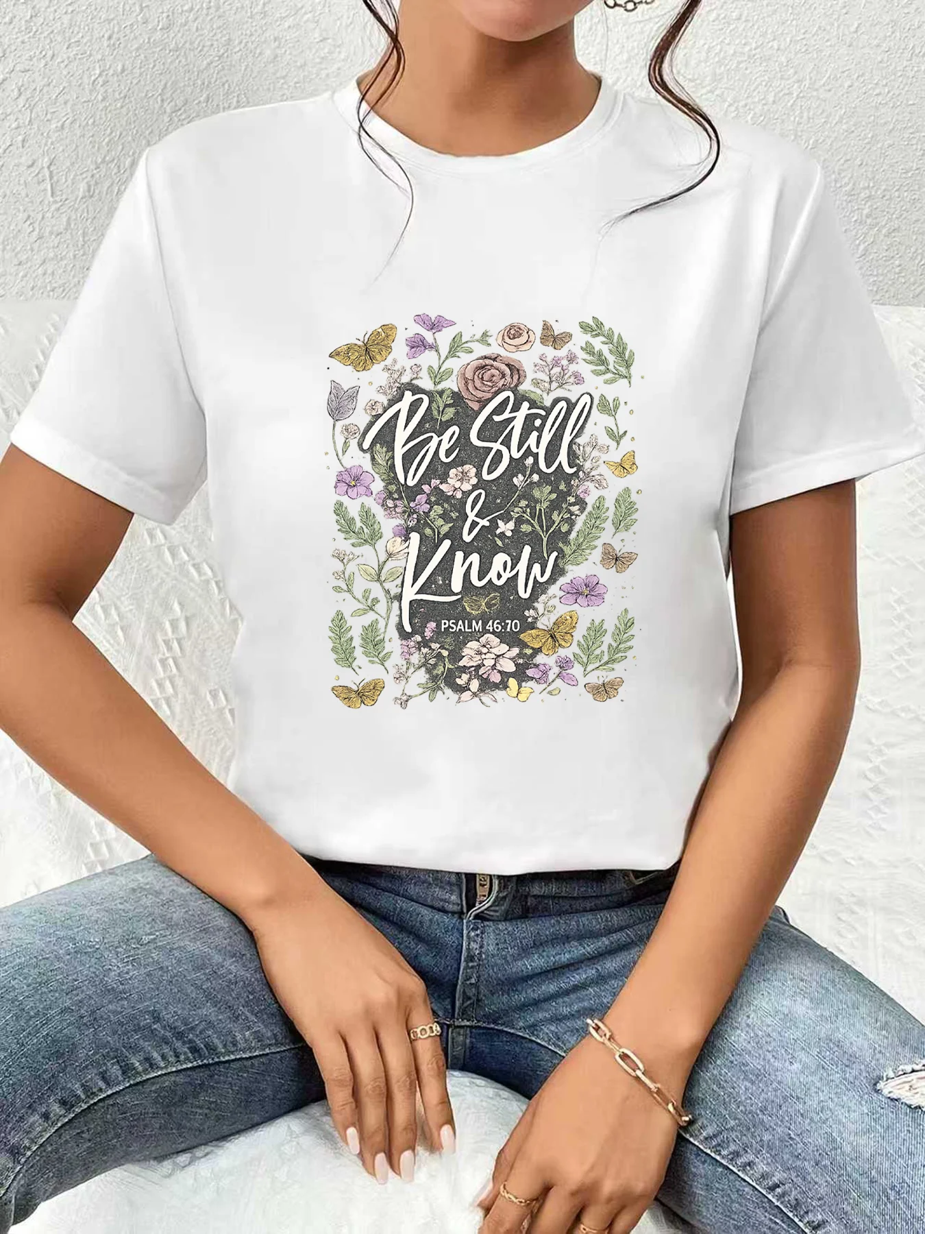 

【WDS03158】Женская футболка больших размеров с круглым вырезом, короткими рукавами, эластичными рукавами-полурукавами и модными принтами.