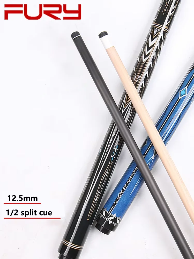 FURY-Black Eight America Nine-Ball and Billiard Cue, Carbon Fiber Maple Shaft, 1/2 Split, 12.5mm, 147cm, Big Storm