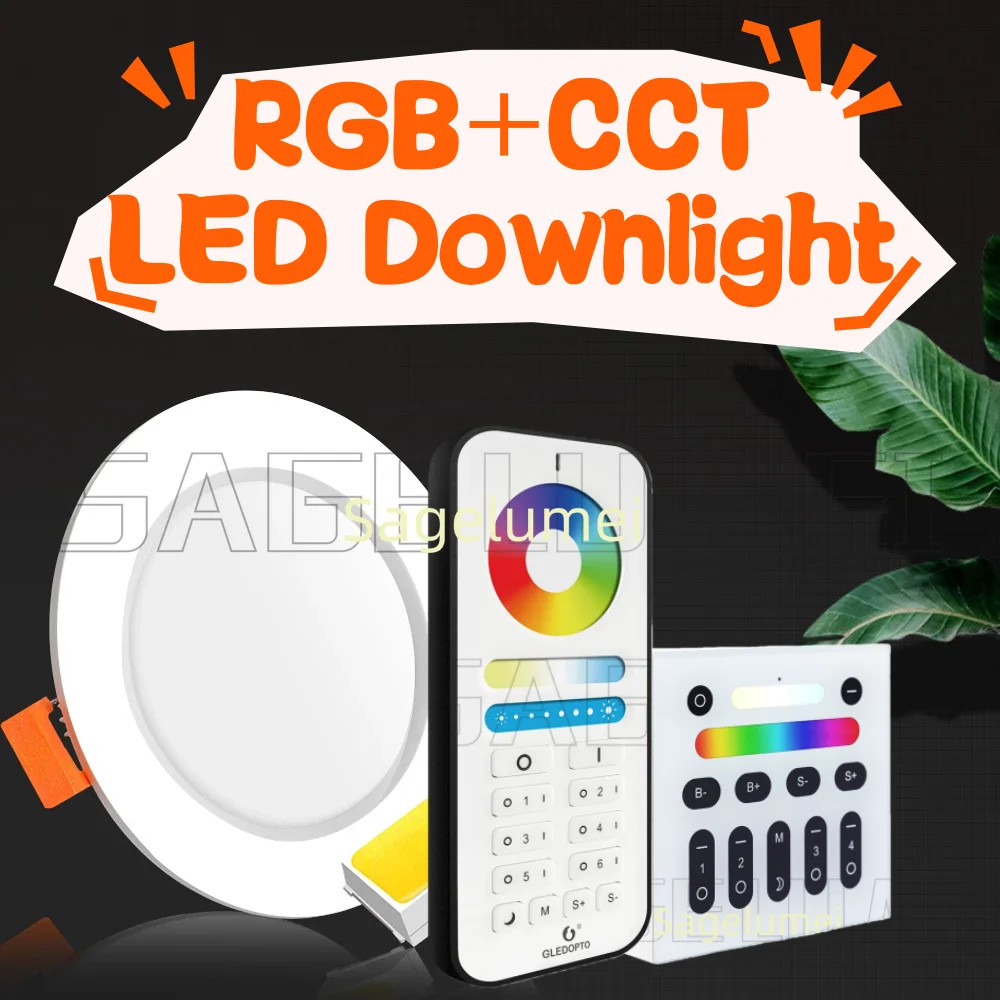 

6W 12W GLEDOPTO ZigBee3.0 3.5 Inch RGBCCT LED Downlight CRI 90+ Smart Ceiling Recessed App Voice Alexa ZigBee2mqtt Conbee Tuya