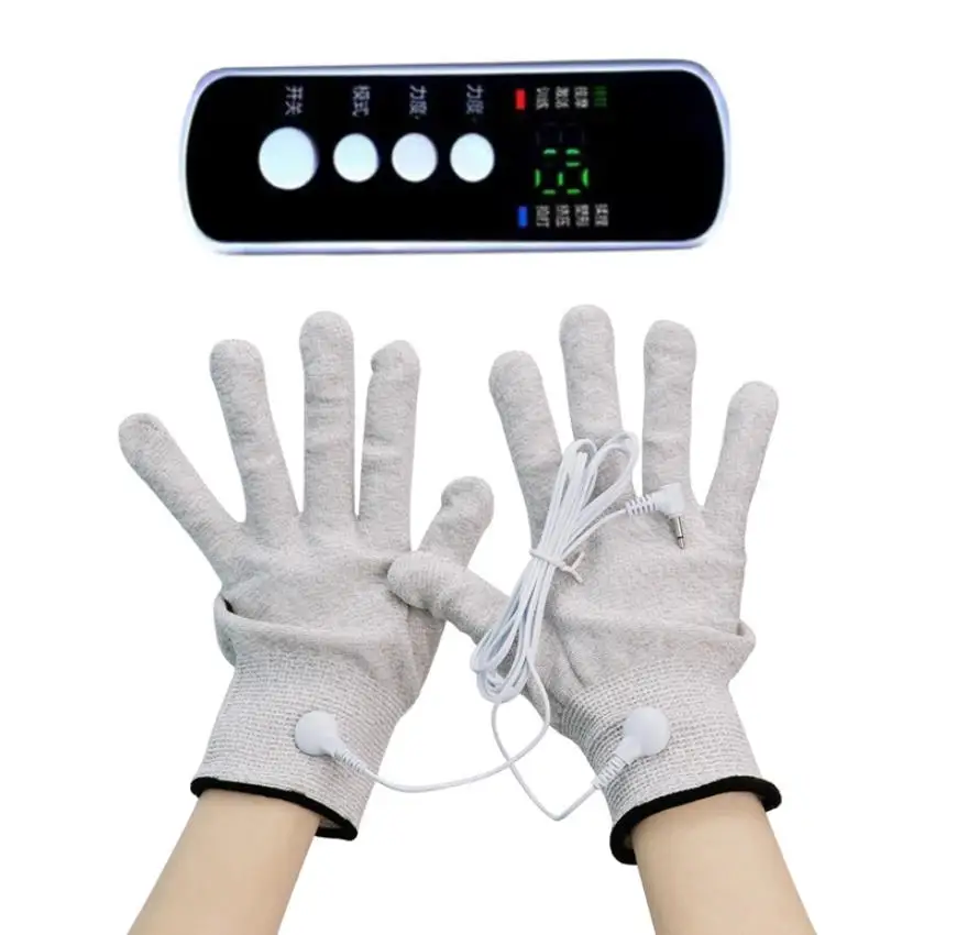 Micro Current Therapy Massage Electric Shock Gloves Stimulate The Fingers In The Hands To Unblock Meridian Massage Equipment
