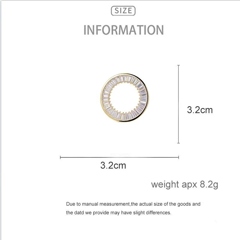 OKILY Fashion rame-intarsiato zircone spilla rotonda Pin temperamento geometria CZ Borch per le donne cappotto corpetto sciarpa fibbia Accessori