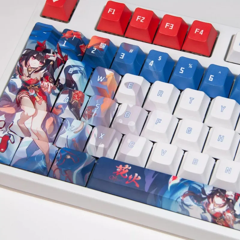 Imagem -04 - Anime Sparkle Tema Masked Girl Keycaps Pbt Keycap 120 Perfil Cherry Keycaps Personalizados Teclado Mecânico Acessório do Jogo