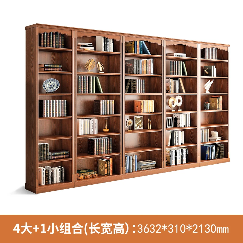 Bookshelf shelf shelf, floor to ceiling living room solid wood American style bookshelf, home bedroom display cabinet