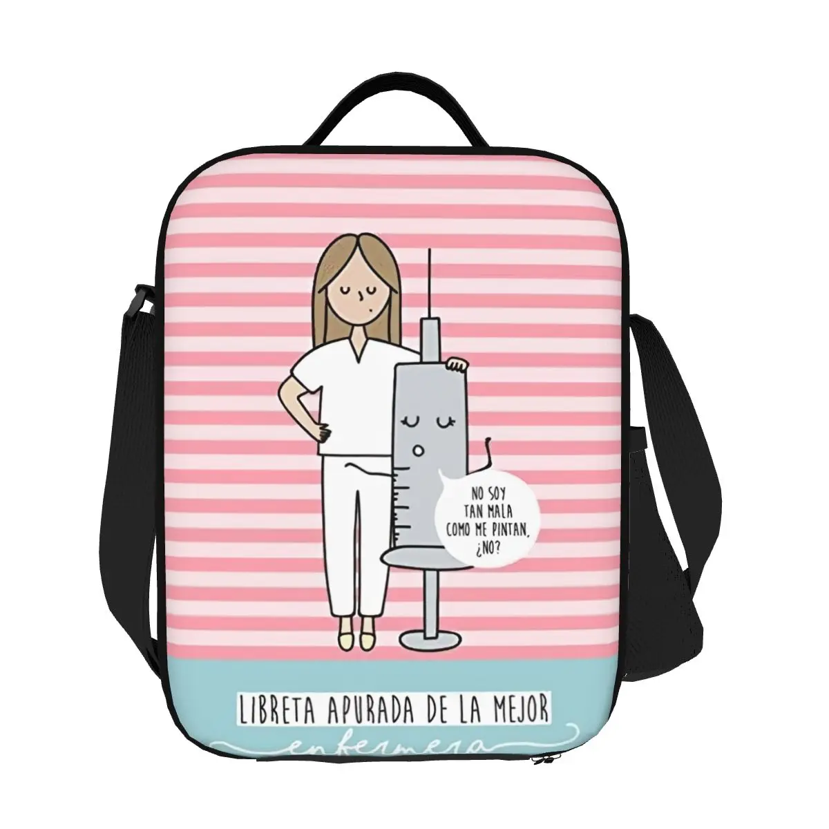 

Custom Enfermera En Apuros Doctor Nurse Medicine Portable Lunch Box for Women Leakproof Cooler Thermal Food Insulated Lunch Bag