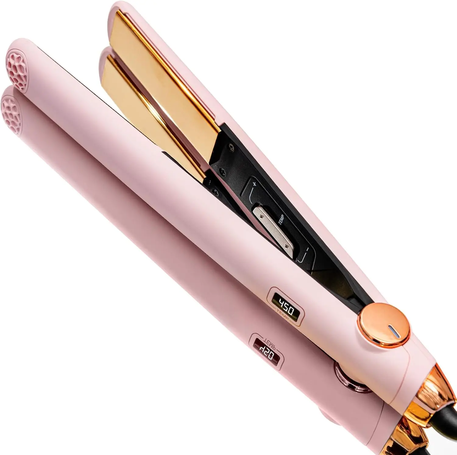 

2-in-1 Titanium Flat Iron and Curler with Fast Heating, Adjustable Temperature, Auto Shut Off for Professional Styling