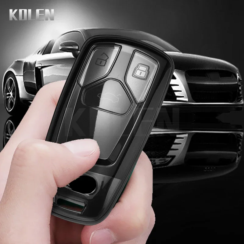 TPU Car Key Case Cover Shell For Audi A4 B9 A5 A6 8S 8W Q5 Q7 4M S4 S5 S7 TT Mk3 TTS TFSI RS Key Protecter Accessories Keychain