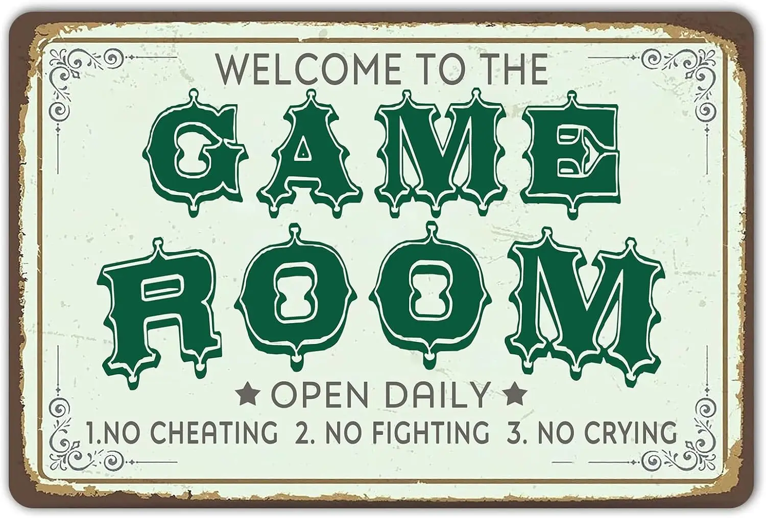 1p,Retro WELCOME TO GAME ROOM Tin Deck decorative Metal signage Game Room Decorative Game Arcade Retro Player Wall Art Game