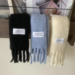 Winter Knitted Scarf Solid Color Shawl Lady Winter Wrap Tassel Scarves Warm Slender  Knitted Scarves For Women