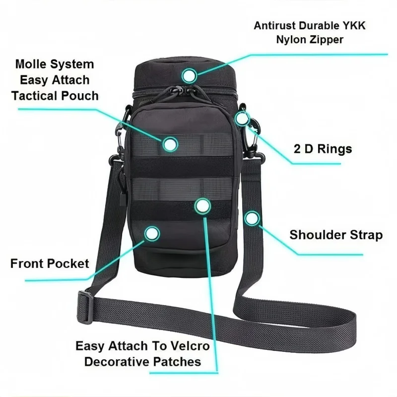 Tactical Water Bottle Pouch With Strap Cycling Fishing Hunting Water Bottle Kettle Carrier For Hunting Fishing Camping