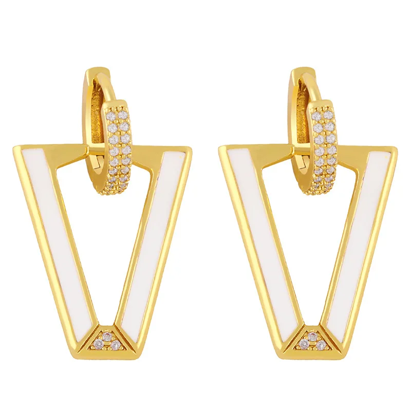 New Colorful Geometric Triangle Hoop Earring Neon Fluorescent CZ Cubic Zirconia Earring For Women Banquet Chirstmas Jewelry Gift