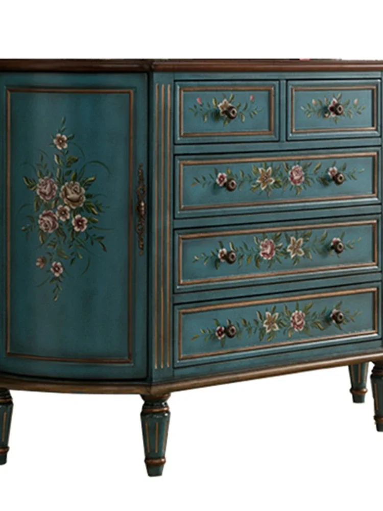 Semicircle Entrance Cabinet Chinese Style Solid Wood Chest of Drawers Sideboard Aisle Cabinet Painted Corridor