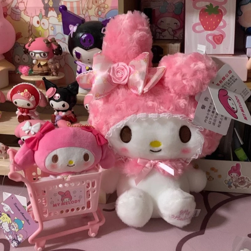 SANRIO-Peluche douce à l'effigie des personnages de Hello Kitty, My Melody Rose, idéal comme cadeau d'anniversaire ou de Noël pour un enfant