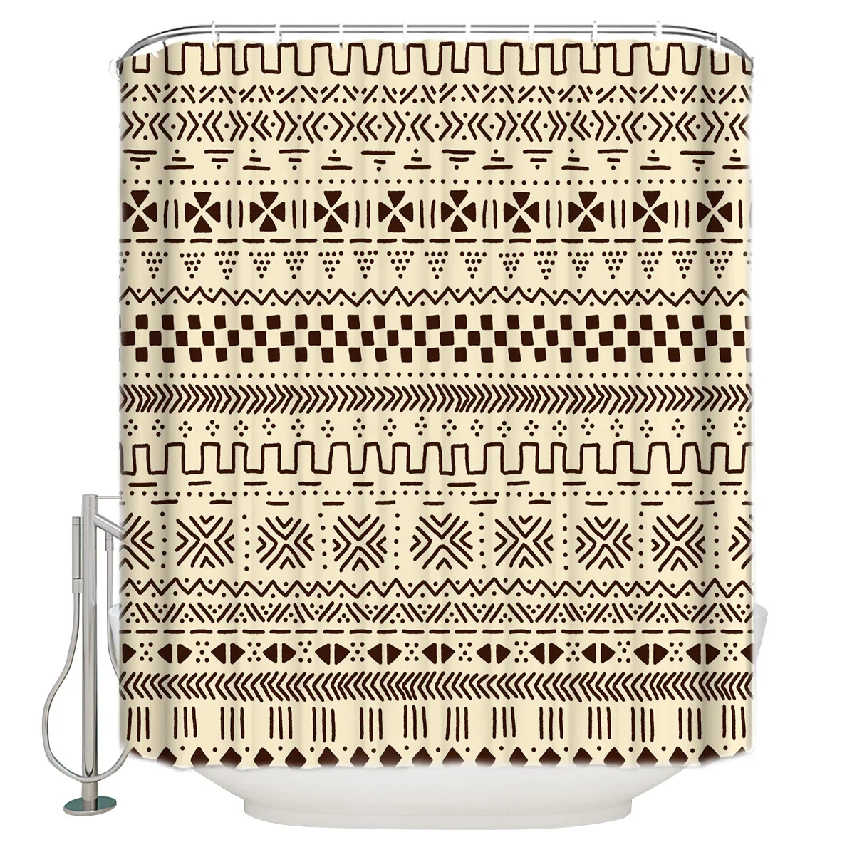 Shower Curtain Brown Navajo Ethnic Pattern Design Mexican Abstract Peruvian Tribal Geometric Aztec Decor Bathroom with Hook