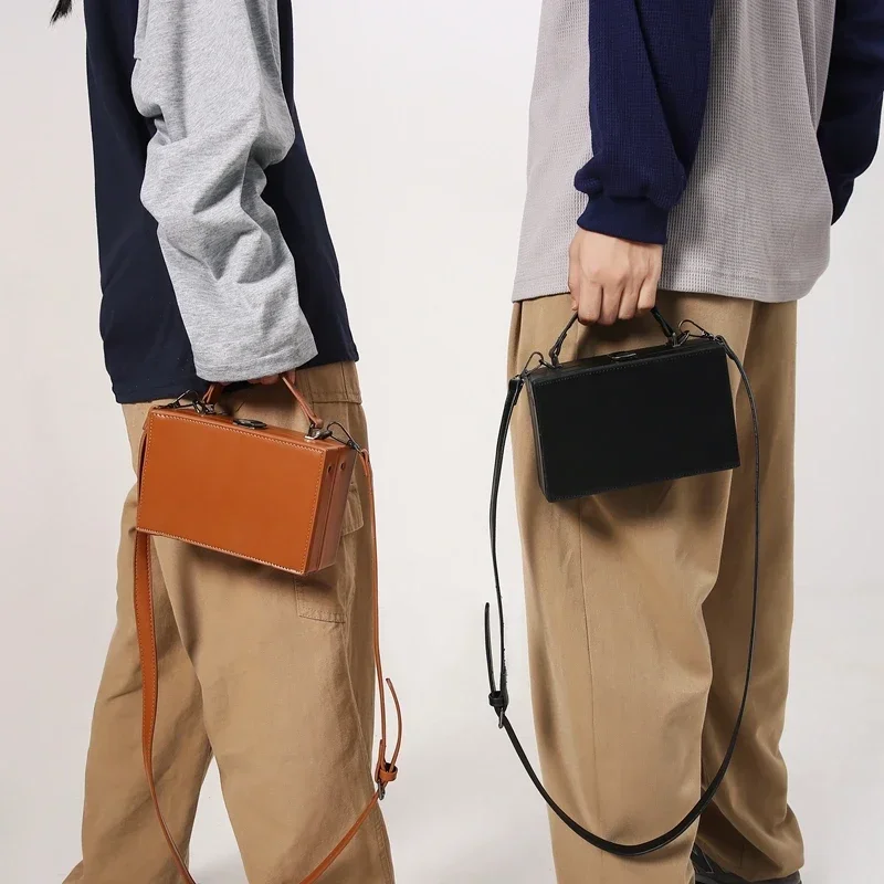 

Solid Color PU Box Retro Women's Shoulder Bags Sweet Casual Basic Style Handbag 2026 Hot Selling Fashionable Men's Crossbody Bag