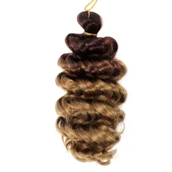 Sallyhair 12Inch Water Wavy Synthetic Crochet Hair Ombre Hawaii Afro Curls Braiding Hair Extensions For Women Ocean Wave Hair