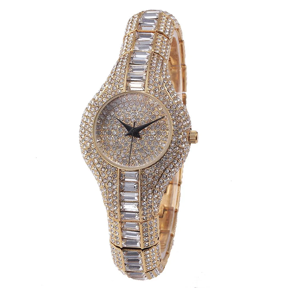 Baguette Diamond Women Watches Luxury Ladies Gold Watch Shockproof Waterproof Small Womens Watch For Female Clock