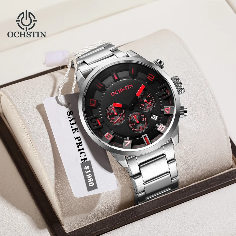 

OCHSTIN reloj hombre Luxury Sports Men Watchs Stainless Steel Quartz WristWatch Male Calendar Luminous Clock relogio masculino