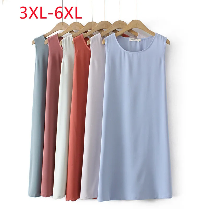 

Large Womens 2022 summer slim loose long blue green Plus Size sleeveless ice backed tank 3XL 4XL 5XL 6xl