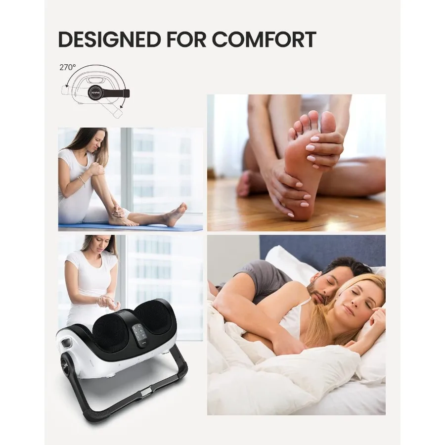 Shiatsu Foot Massager with Heat for Feet and Calf Relief: Deep Kneading Massage Therapy to Alleviate Plantar Fasciitis Designed