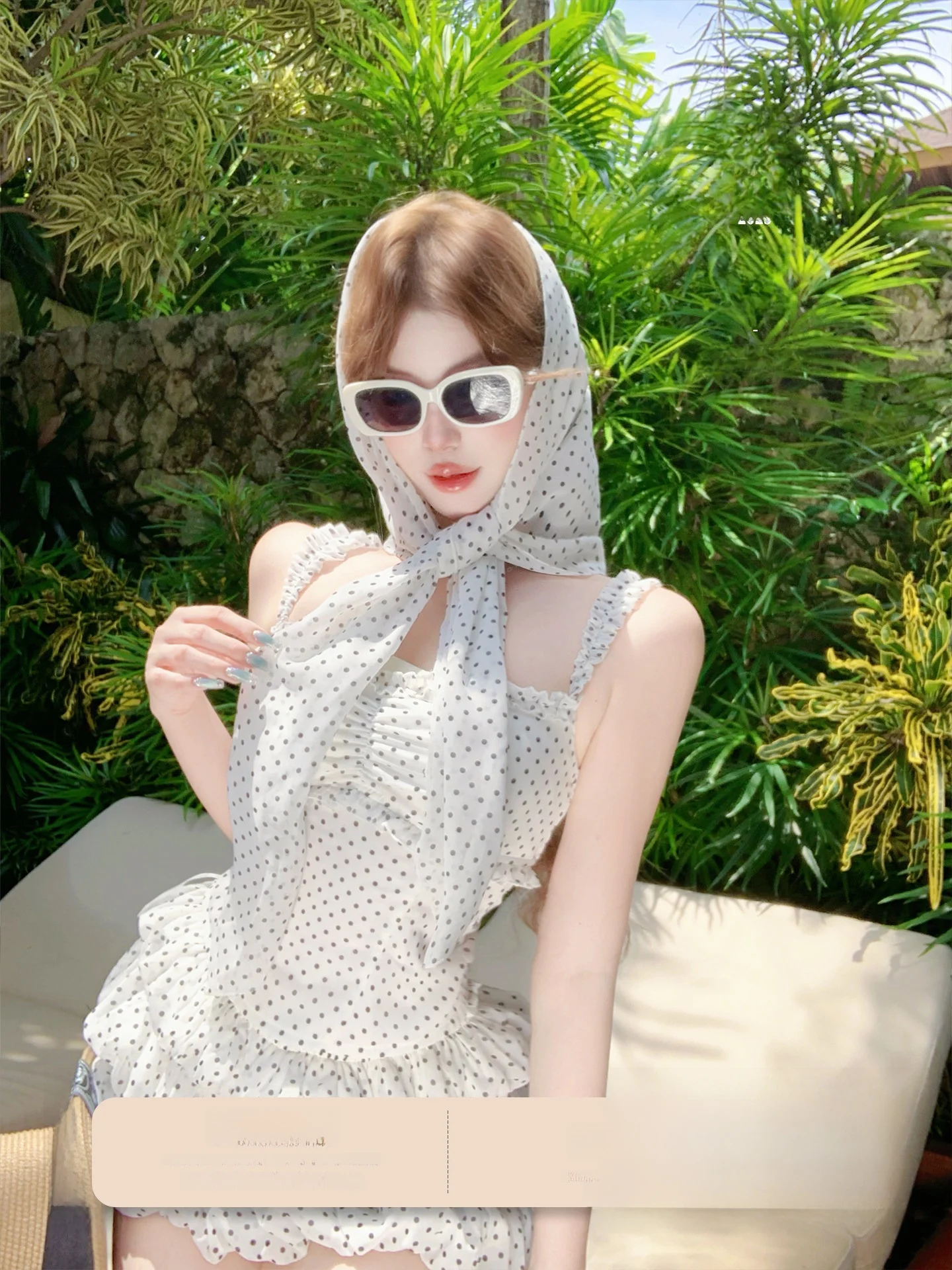 

Joykiki Polka Dot Halter Neck High Waist Skirt Set Women's Summer Vacation Style Top And Bottoms Ensemble Spring Summer Fashion