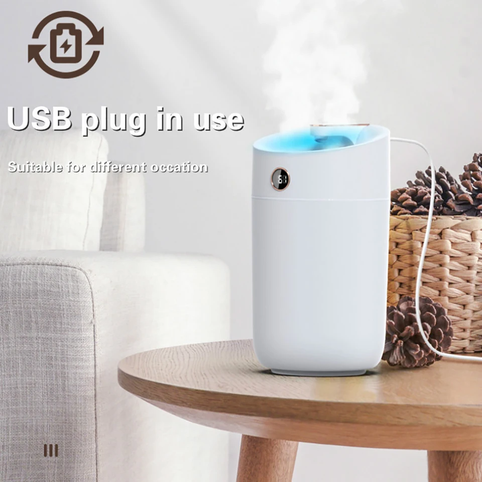 USB Portbale Hương Thơm Khuếch Tán Không Dây Máy Tạo Độ Ẩm Không Khí 2000MAh Pin Sạc Umidificador Tinh Dầu Humidificador