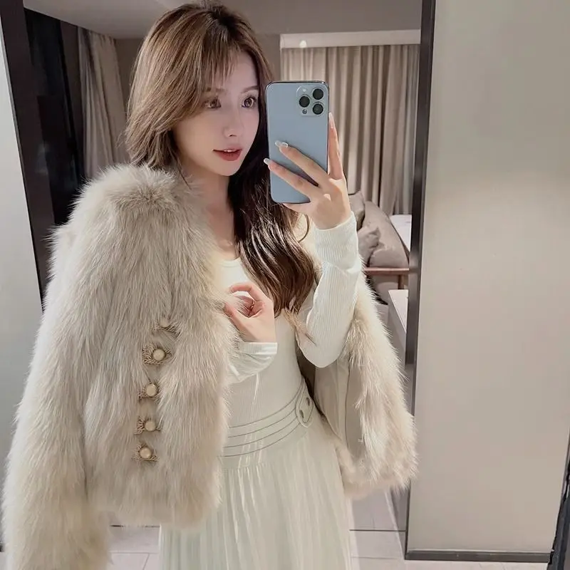 معطف الفرو سترة المرأة المألوف الخريف والشتاء جديد البنطال القصير النسخة الكورية مزاجه فضفاض دافئ