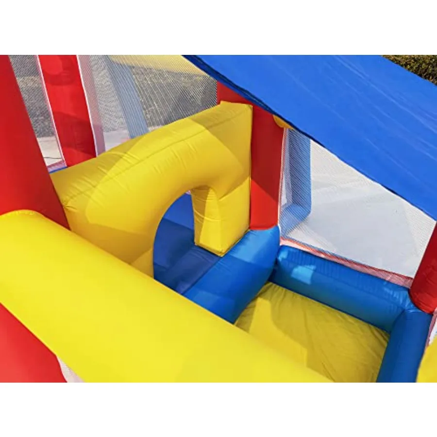 Casa inflable de rebote para niños de 3 a 6 años, jersey para niños pequeños con tobogán y piscina de bolas (con cubierta solar), perfecta para exteriores I